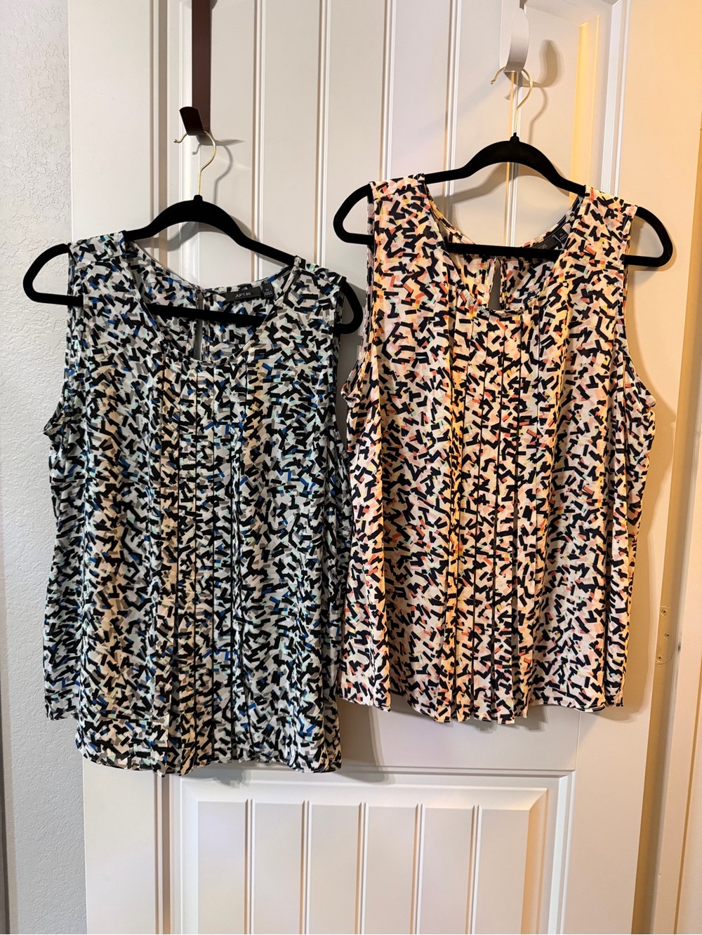Apt. 9 Sleeveless Geometric Print Camisoles - Black/Blue and Peach/Black